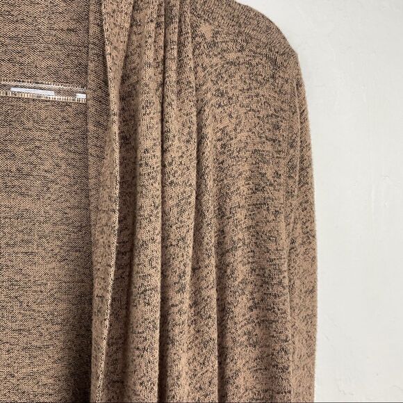 Silence + Noise Tan Brown Speckled Hooded Waterfall Cardigan Sweater XS - Picture 2 of 4